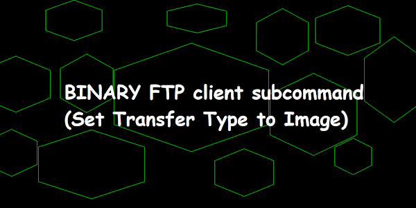 BINARY IBM iFTP client subcommand (Set Transfer Type to Image)