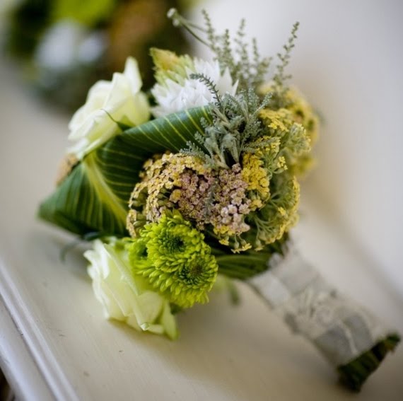 Green and White Wedding Bouquet