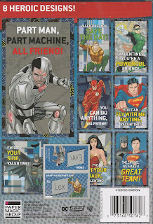 Back of the Justice League 32 Valentines box