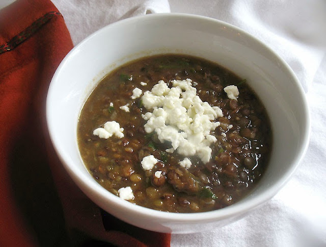 lentil soup with goat cheese