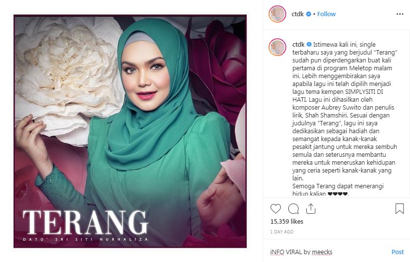 Lirik Lagu Terang Dato Siti Nurhaliza Aku Sis Lin