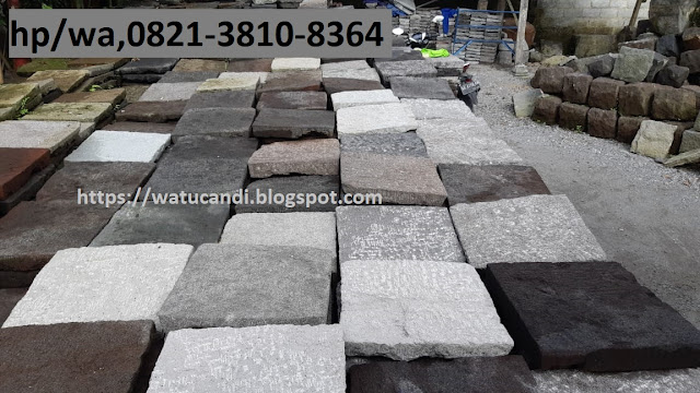 Paving Ubin Batu Pahat (Lulusan/pahat/gecrok) hand made potongan manual tampak kasar datar natural alami biasa di gunakan pada lantai taman dan halaman pada situs bersejarah seperti pada lantai candi borobudur, candi mendut, candi ijo, candi prambanan, candi gedongsongo semarang dan juga banyak di temukan sebagai lantai paving di bali.