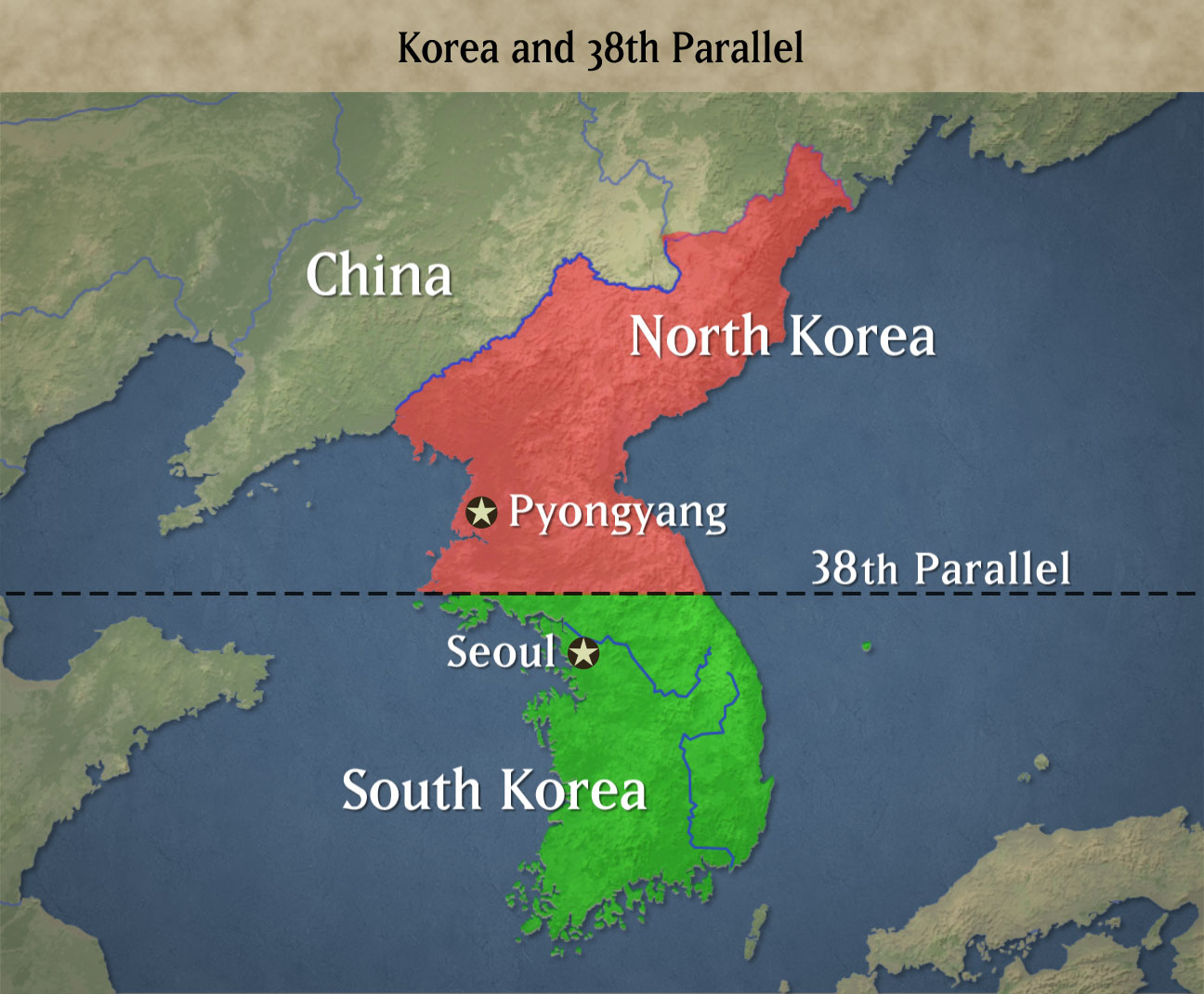 Image result for In 1945, after World War II, Korea was split into two countries North Korea and South Korea