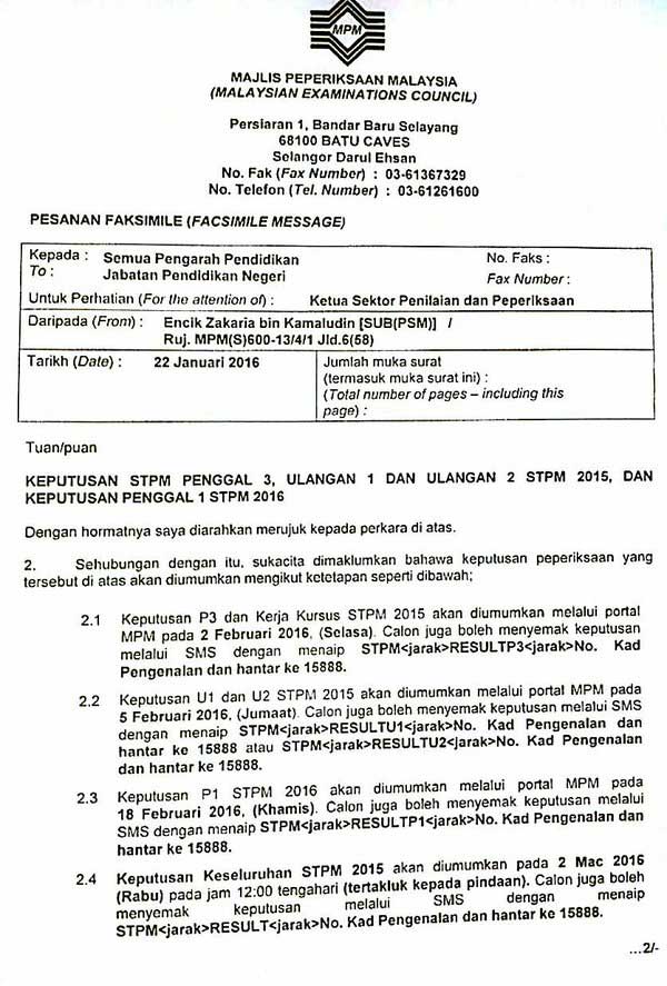 Surat Rayuan Permohonan Biasiswa Jpa - Terengganu x