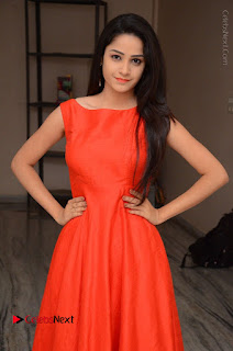 Telugu Actress Divya Nandini Stills in Orange Sleeveless Gown at Chennai Chaitrama Movie le Launch Event  0007.JPG