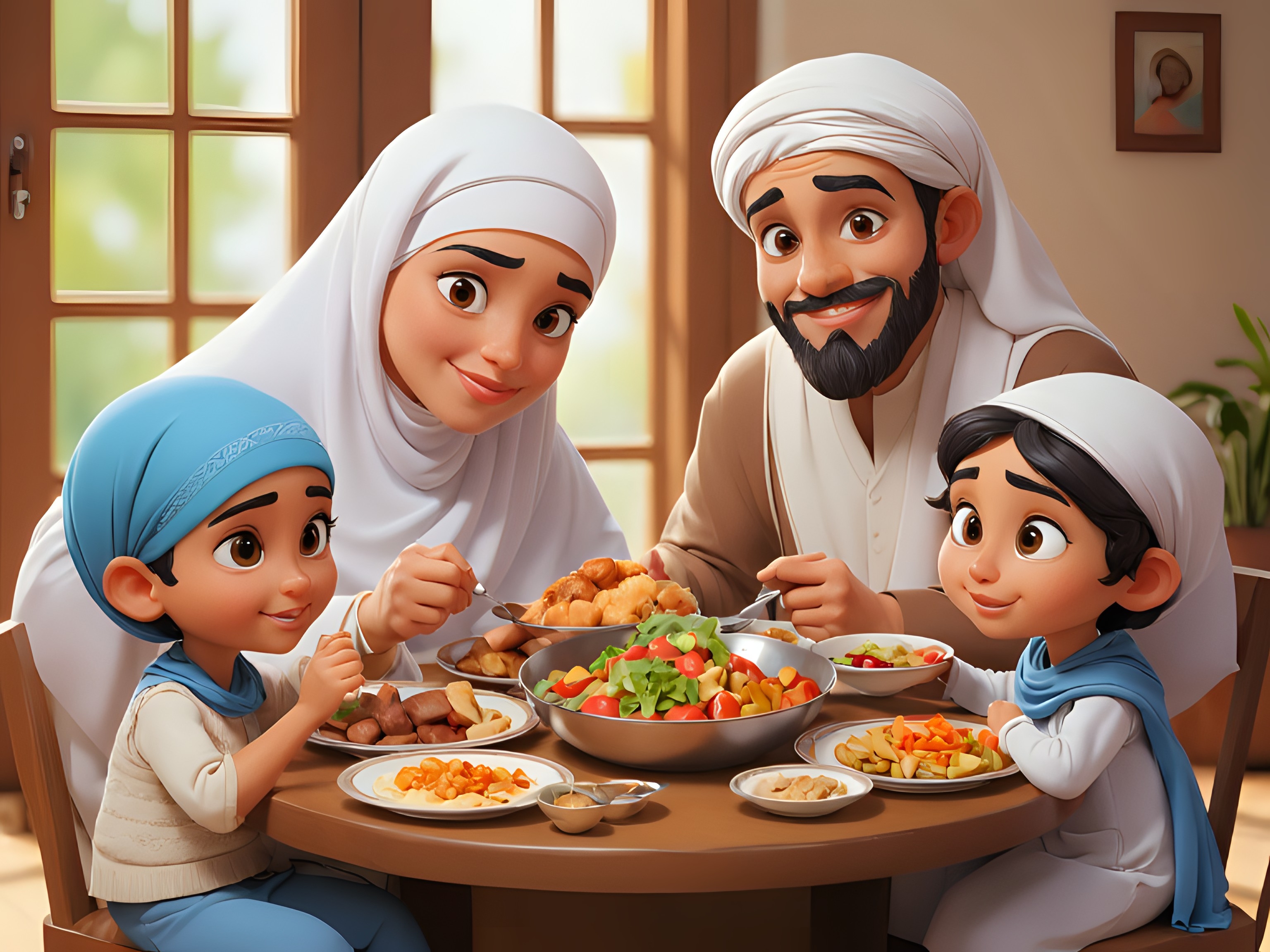 Arabian family cartoon characters