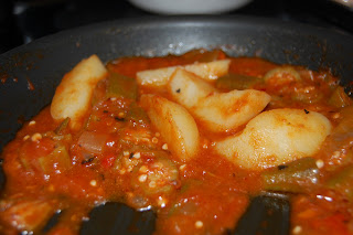 Almost Vegetarian: Okra, Tomatoes, & Potatoes