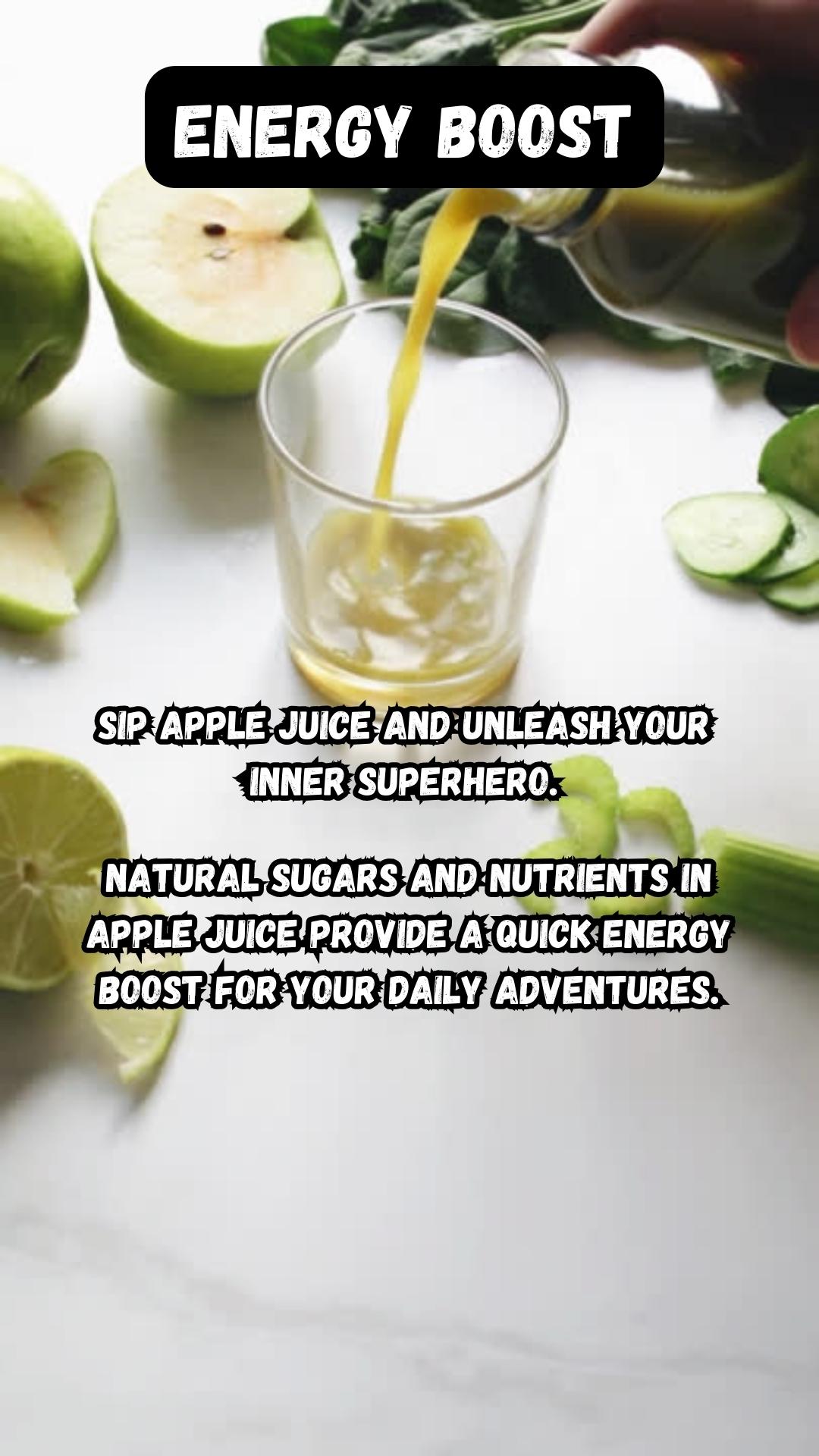 Need a quick energy pick-me-up? Apple juice is a fantastic choice. Natural sugars and essential nutrients in apple juice provide a rapid energy boost, making it perfect for your daily adventures