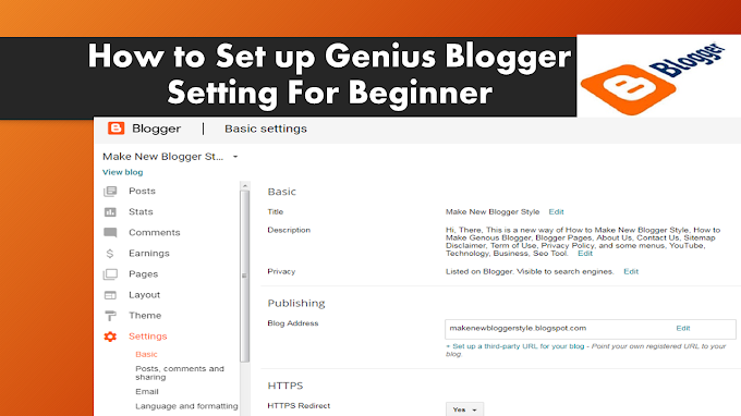 How to Set up Genius Blogger Setting For Beginner