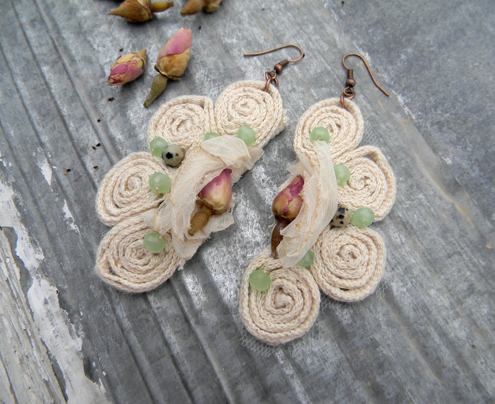 Unique Handmade Earrings Fashion Shabby Eco Chic Handcrafted Jewelry Original 