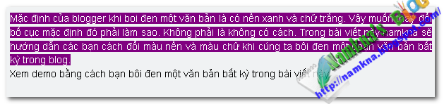 Thay đổi màu nền và chữ khi bôi đen văn bản trong blogger 