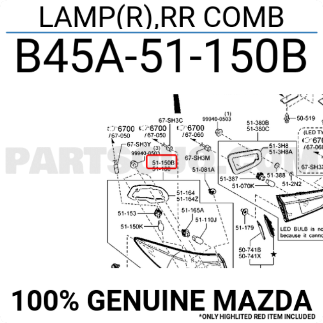 Đèn hậu Mazda 3 1.5 không LED B45A51160B| B45A51150B đèn hậu ngoài phải, ngoài trái Mazda 1.5 không LED