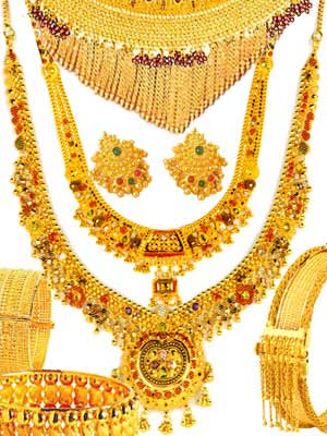 IndianGold Magenta Indian Bridal Jewelry Set with Tikka Jewellery
