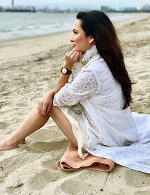 Jord Cora Koa watch with rose gold face Joanna Joy fashion blogger California fashion blogger petite fashion blogger white lei white dress beach