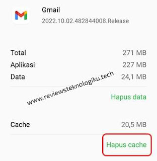 hapus cache gmail di hp