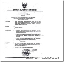 PENETAPAN HASIL SELEKSI PENERIMAAN PESERTA DIDIK BARU SMA NEGERI PINTAR KUANTAN SINGINGI 2013 2014