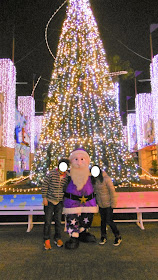 ひらパー 光の遊園地 サンタ服を着たノームのウイザードとクリスマスツリーをバックに