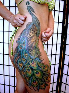 Peacock Tattoo Style on Side Girl