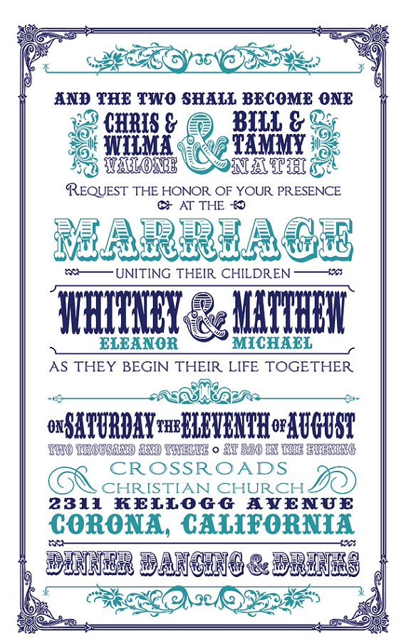 Vintage Ticket Wedding Invitation 3 Blue Vintage Wedding Invitation