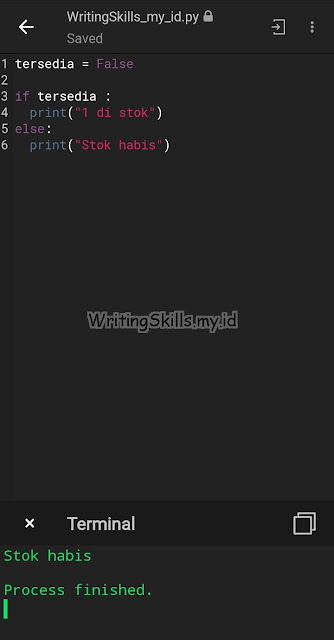 Contoh penggunaan Statement if / else di Python