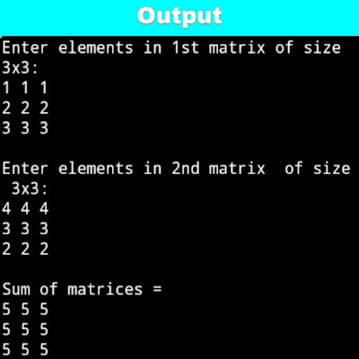 C program to add two matrices using array