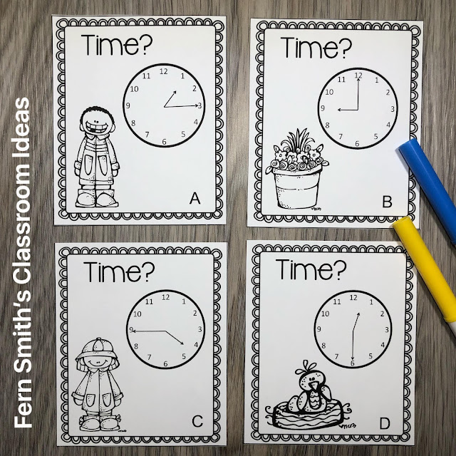 Click Here to Grab these Spring Telling Time to the Quarter Hour Task Cards for your class today!