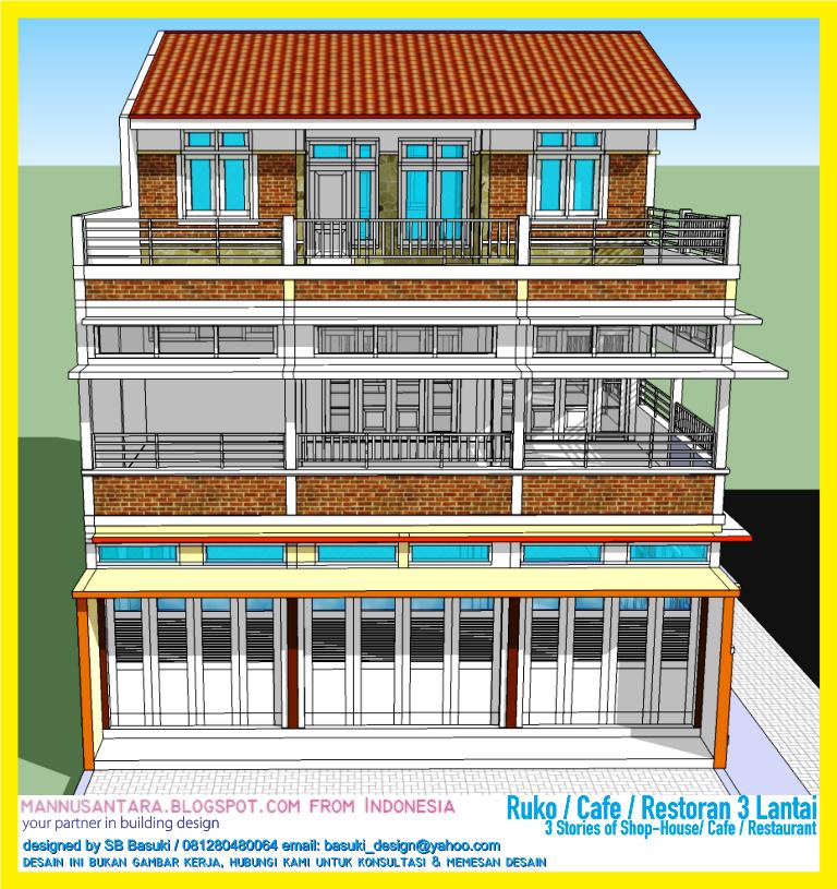 ManNusantara Design Indonesia Desain Ruko 3 Lantai  