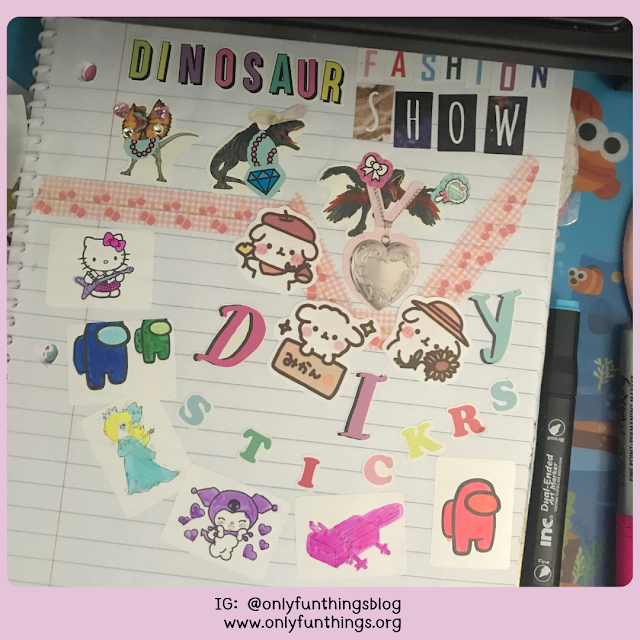 Prompt 1- Fashion Show! Mine uses dinosaurs as the models but you can use anything as your base, then add accessories with drawings or stickers!