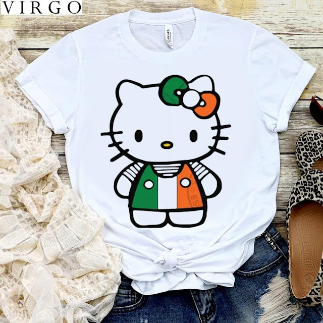 Hello Kitty Irish Flag Mens St Patricks Day T-Shirts