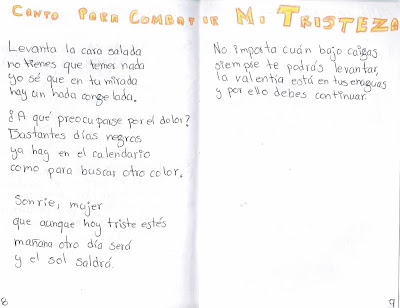 Parte del fanzine Canto para combatir mi tristeza