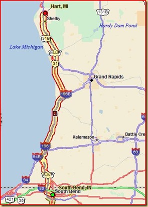 South Bend to Hart, MI