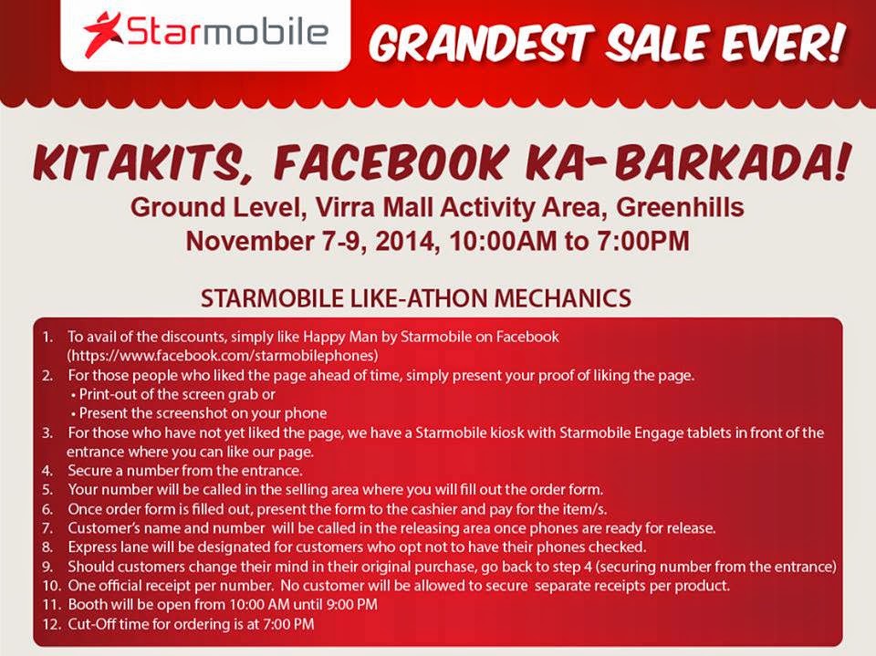 Starmobile Like-Athon Grand Sale on November 7-9, 2014 at Virra Mall 