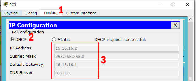 mendapatkan IP DHCP dari Switch