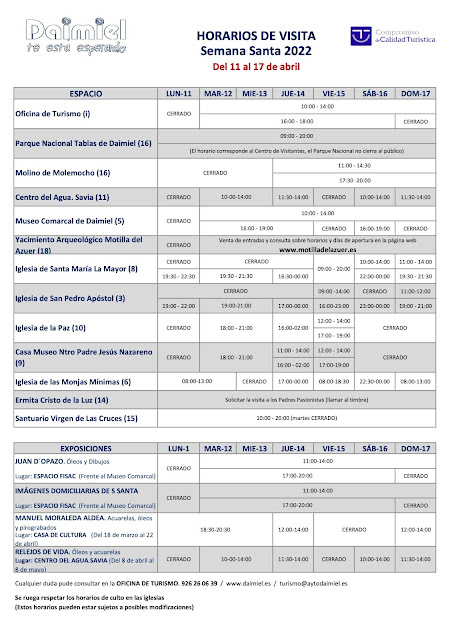 Horarios Semana Santa Daimiel 2022