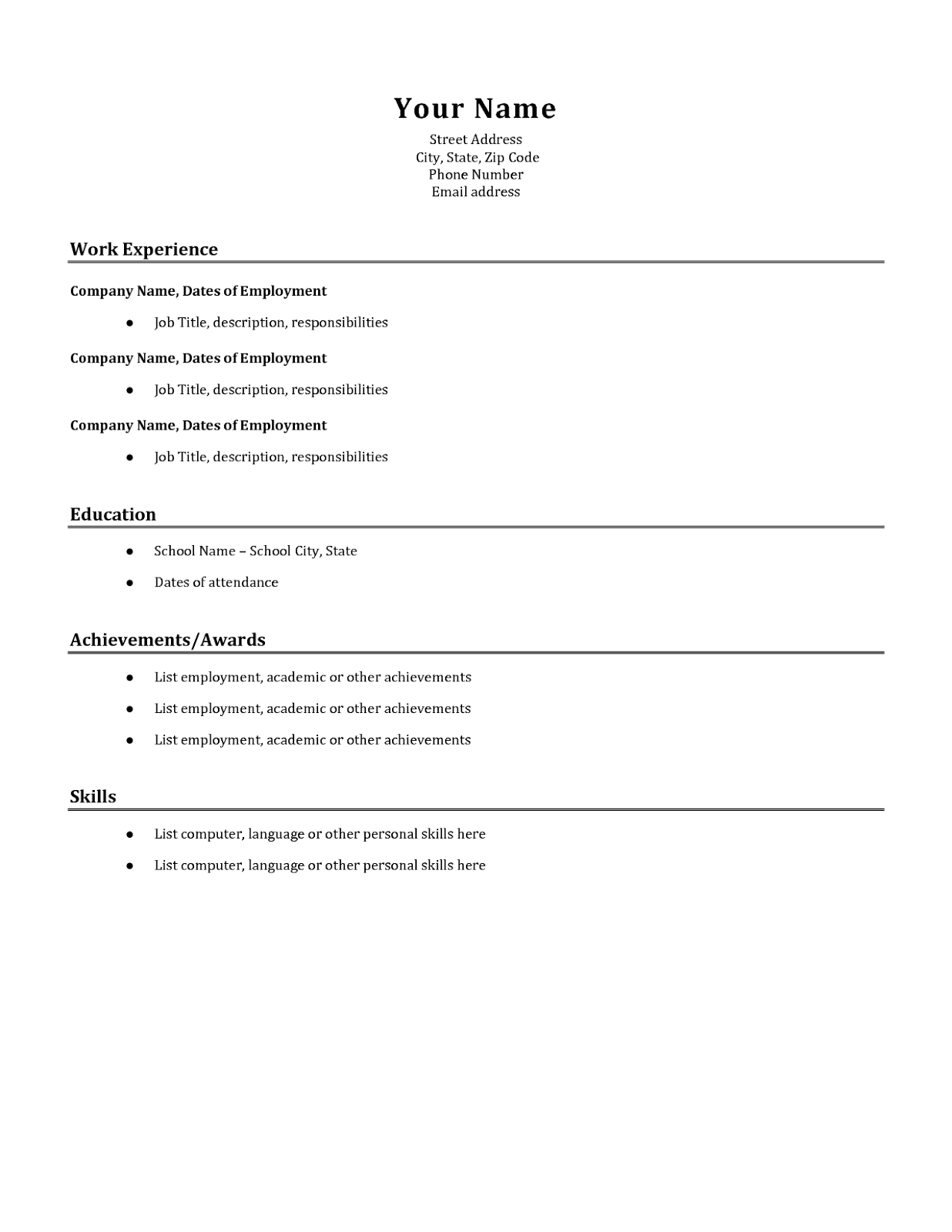 Sample of Simple Resume  Sample Resumes