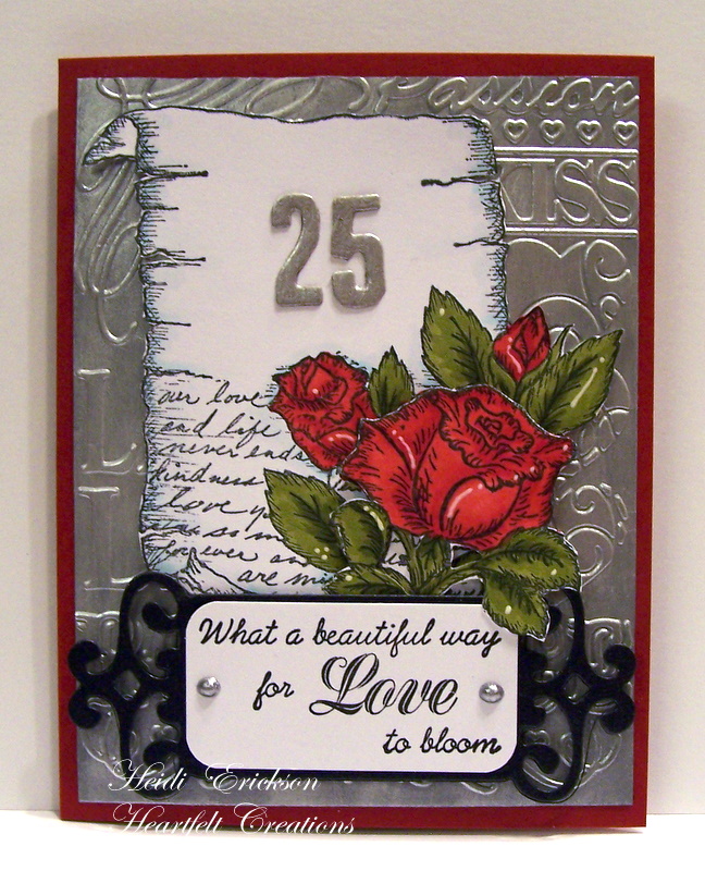 to make silver embossed paper for this 25th wedding anniversary card