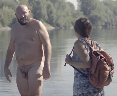 Hot Naked Chubby Daddy Casually Talking With Clothed Woman