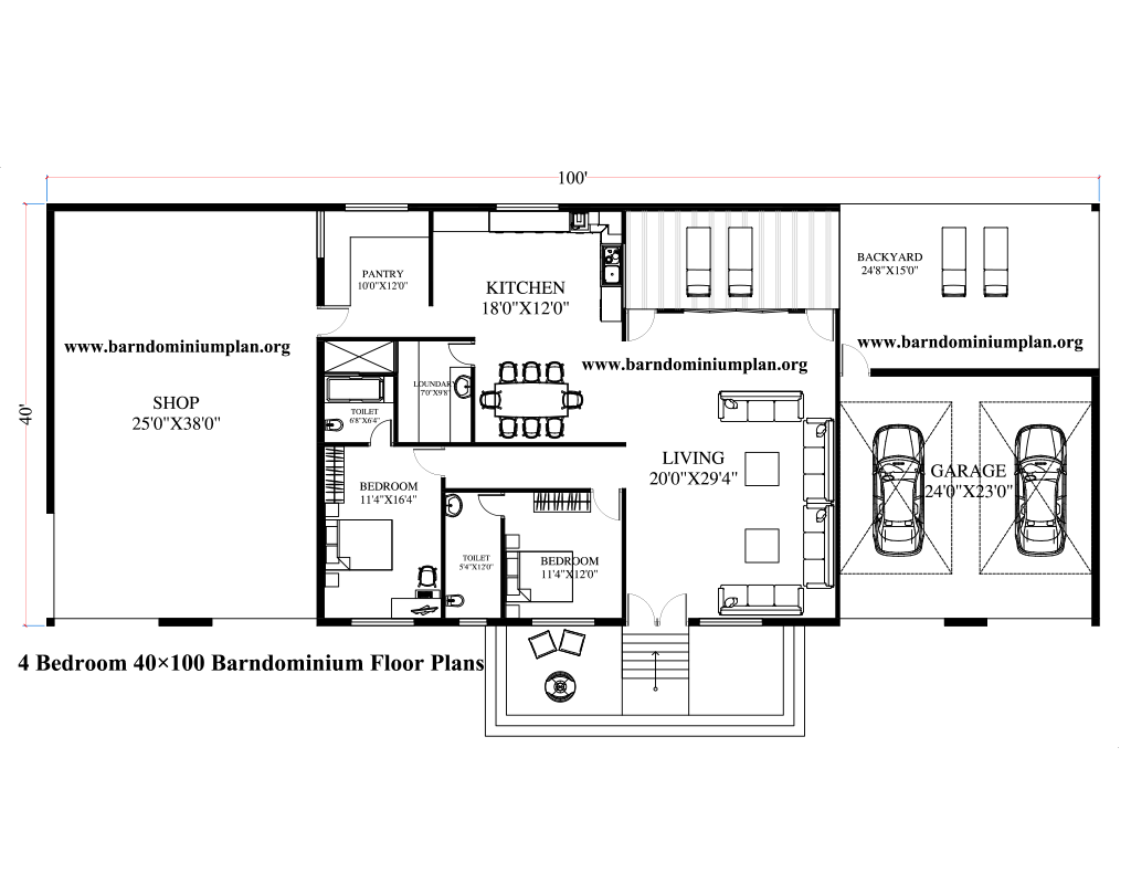 40x100 Barndominium 2.5 baths 3 bedrooms