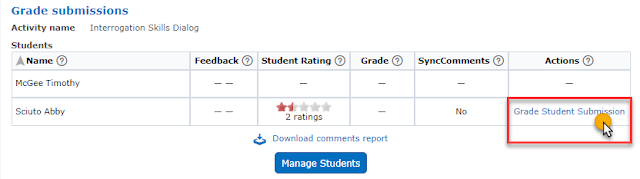 screenshot of clicking Grade Student Submission in the Video Assignments tool