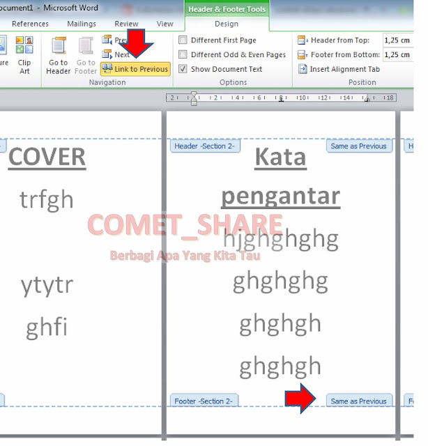 cara membuat nomor halaman  yang berbeda untuk makalah dan skripsi