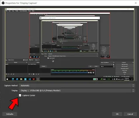 How to record cursor in OBS Studio