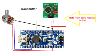 Wireless voltmeter using Arduino and RF 433MHz receiver and transmitter
