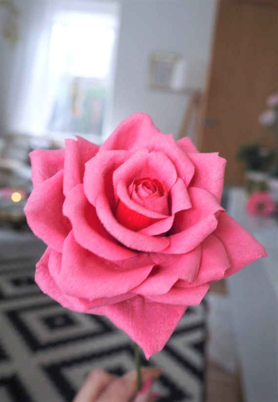 'Sisters'- Crepe Paper pink and Red Garden Roses