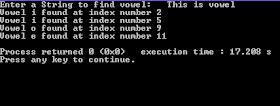 count number of vowels in a string c++