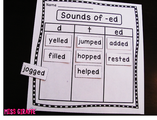 Fun Ideas for teaching the 3 sounds of -ed (d, t, and ed)