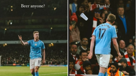 Kevin De Bruyne brutally mocks Arsenal fans on Instagram after TWO bottles thrown at him