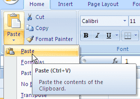 Copy, Paste dan Cut dalam Excel