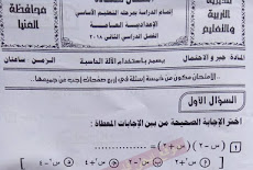 ورقة امتحان الجبر للصف الثالث الاعدادي الترم الثانى 2018 محافظة المنيا