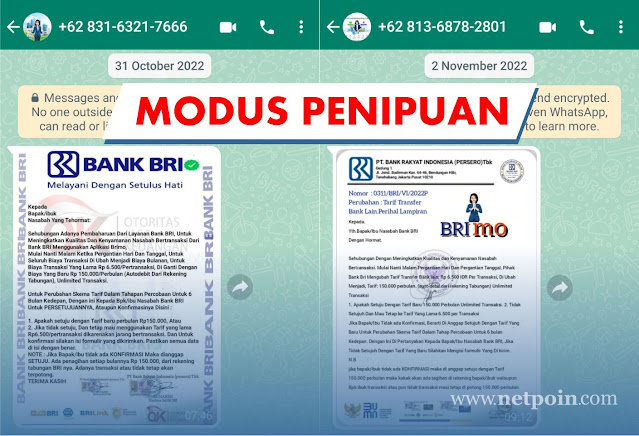 Contoh Penipuan Modus Kenaikan Tarif Bank